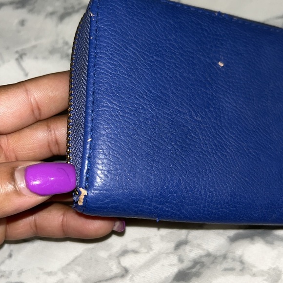 Michael Kors Blue Leather Wallet with Gold Accents - Picture 4 of 8